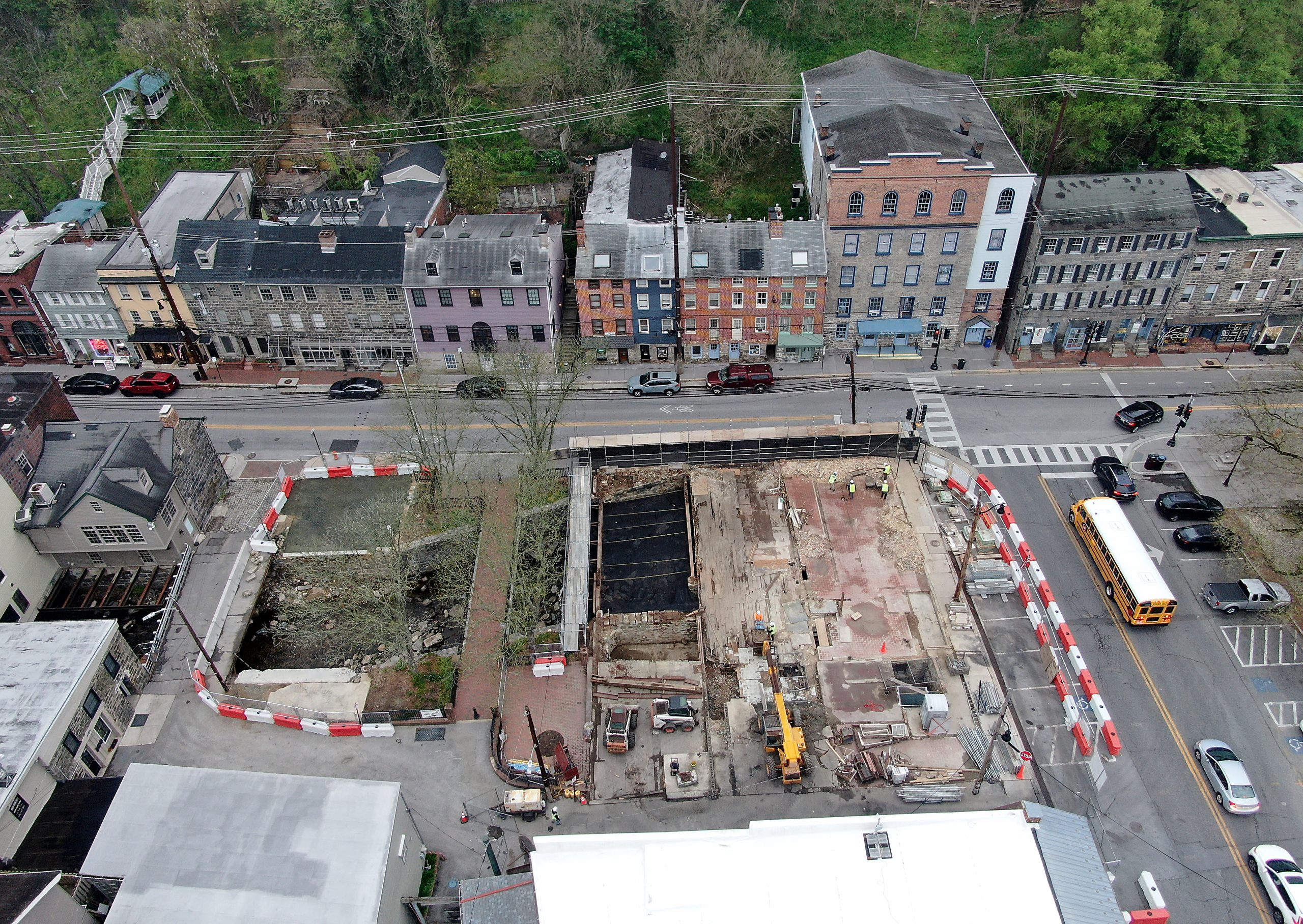 Demolition is nearly completed on Main Street and Maryland Avenue...