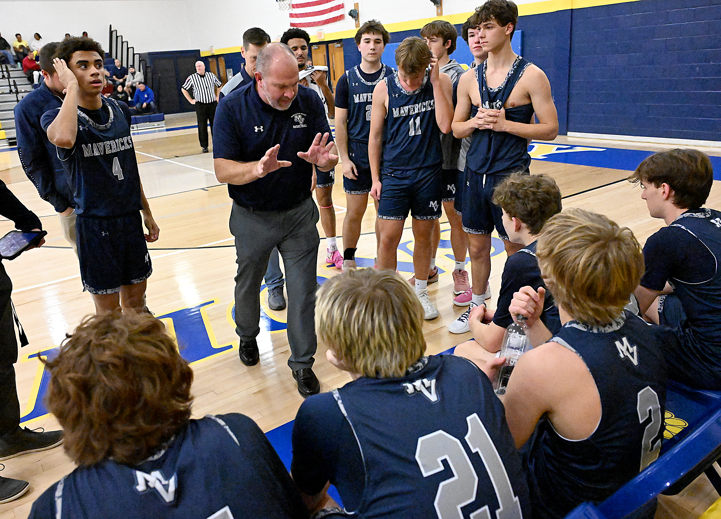 Manchester Valley boys varsity basketball head coach, Christopher Wunder. Liberty...