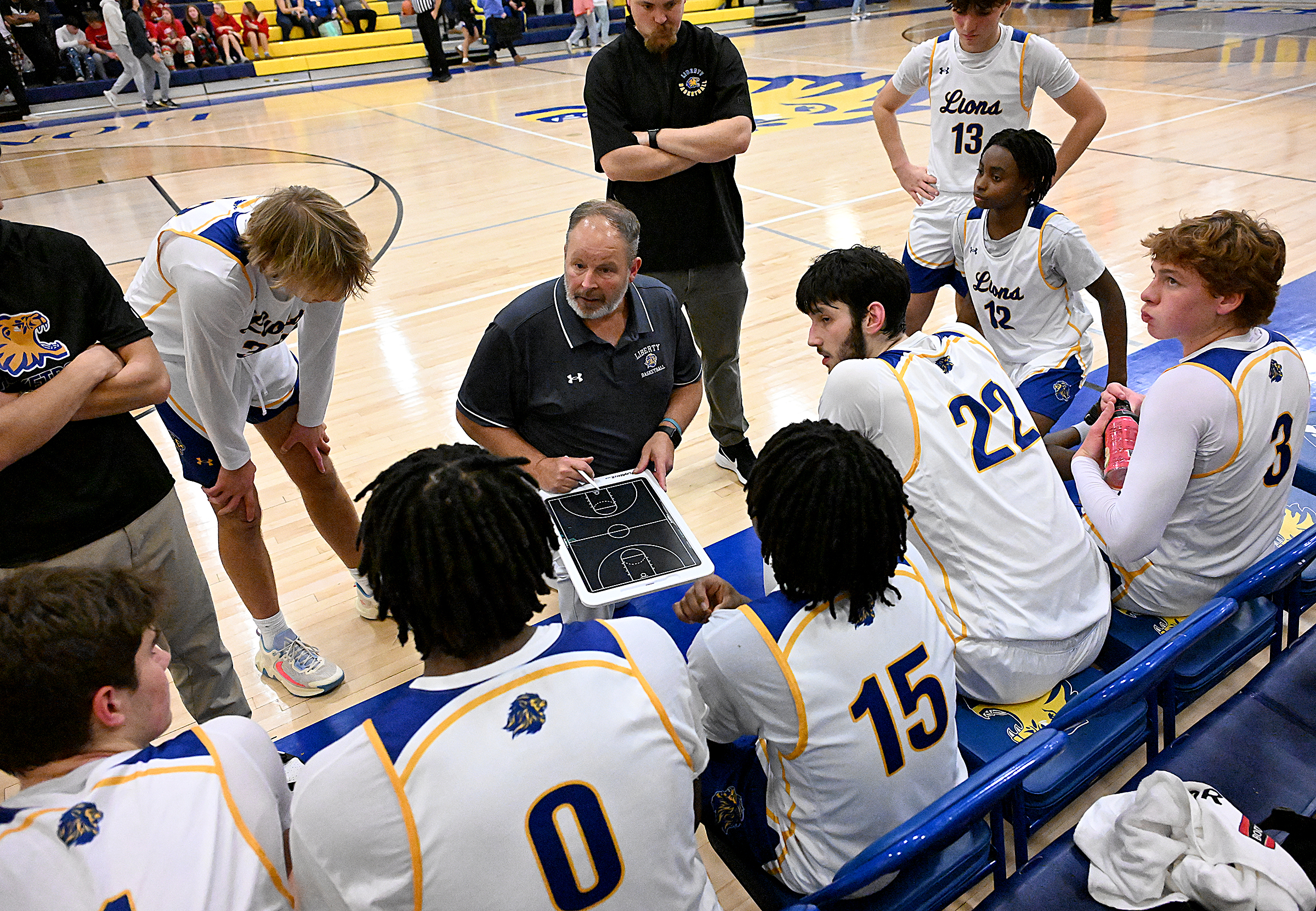 Liberty boys varsity basketball head coach, Brian Tombs. Liberty vs...