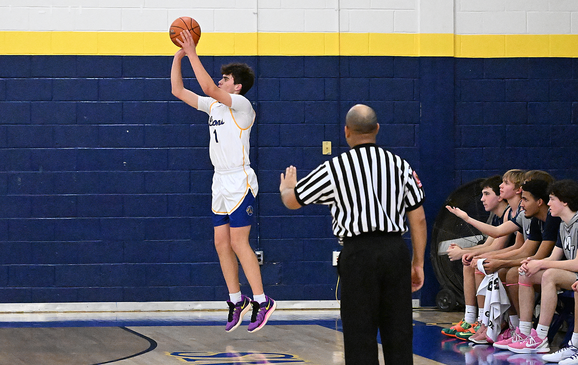 Liberty #1, Gavin Speace sinks a three in the 1st...