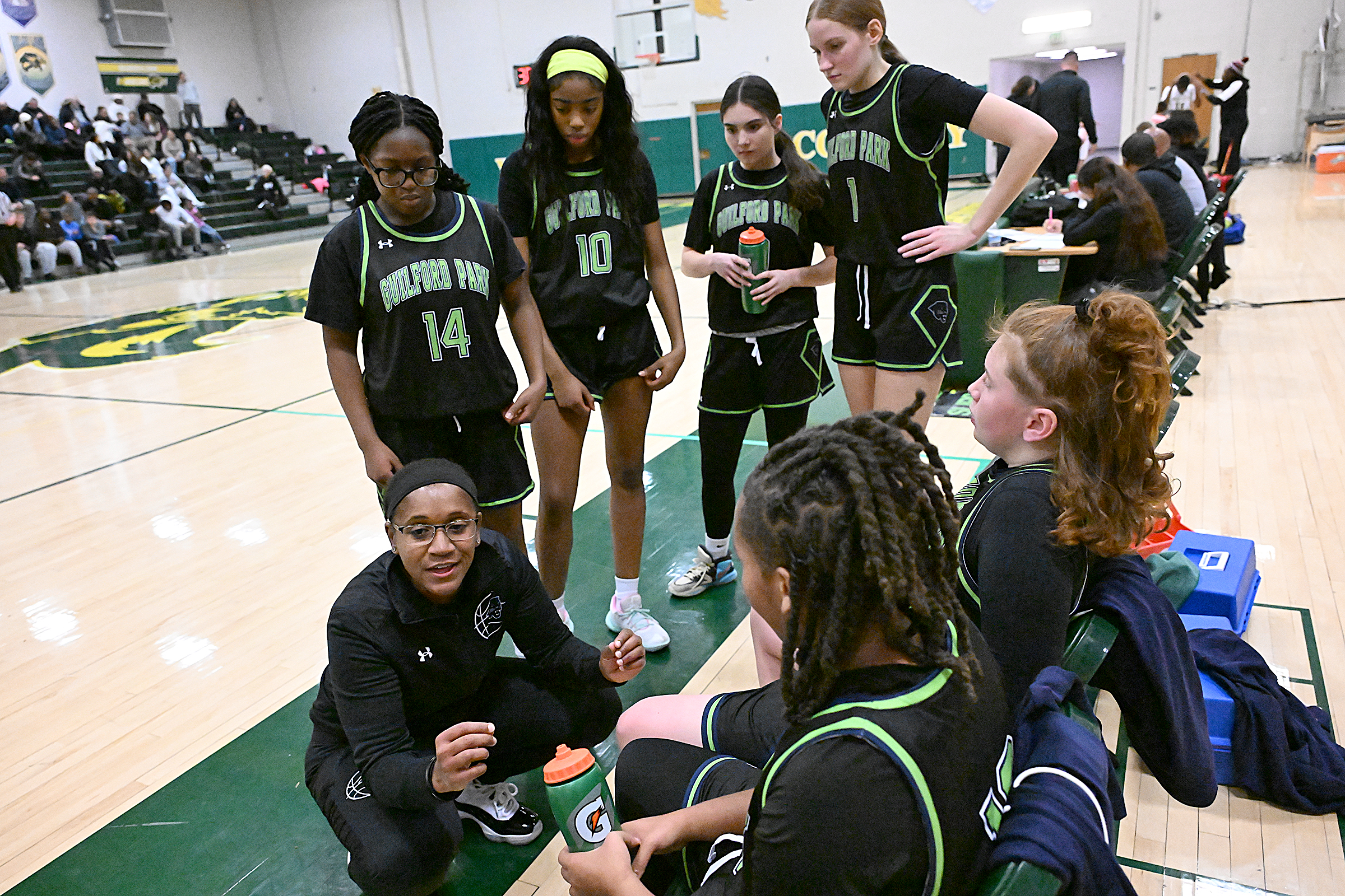 Guildford Park Head Coach, LaTonya Frizzlle. Season-opening girls basketball game...