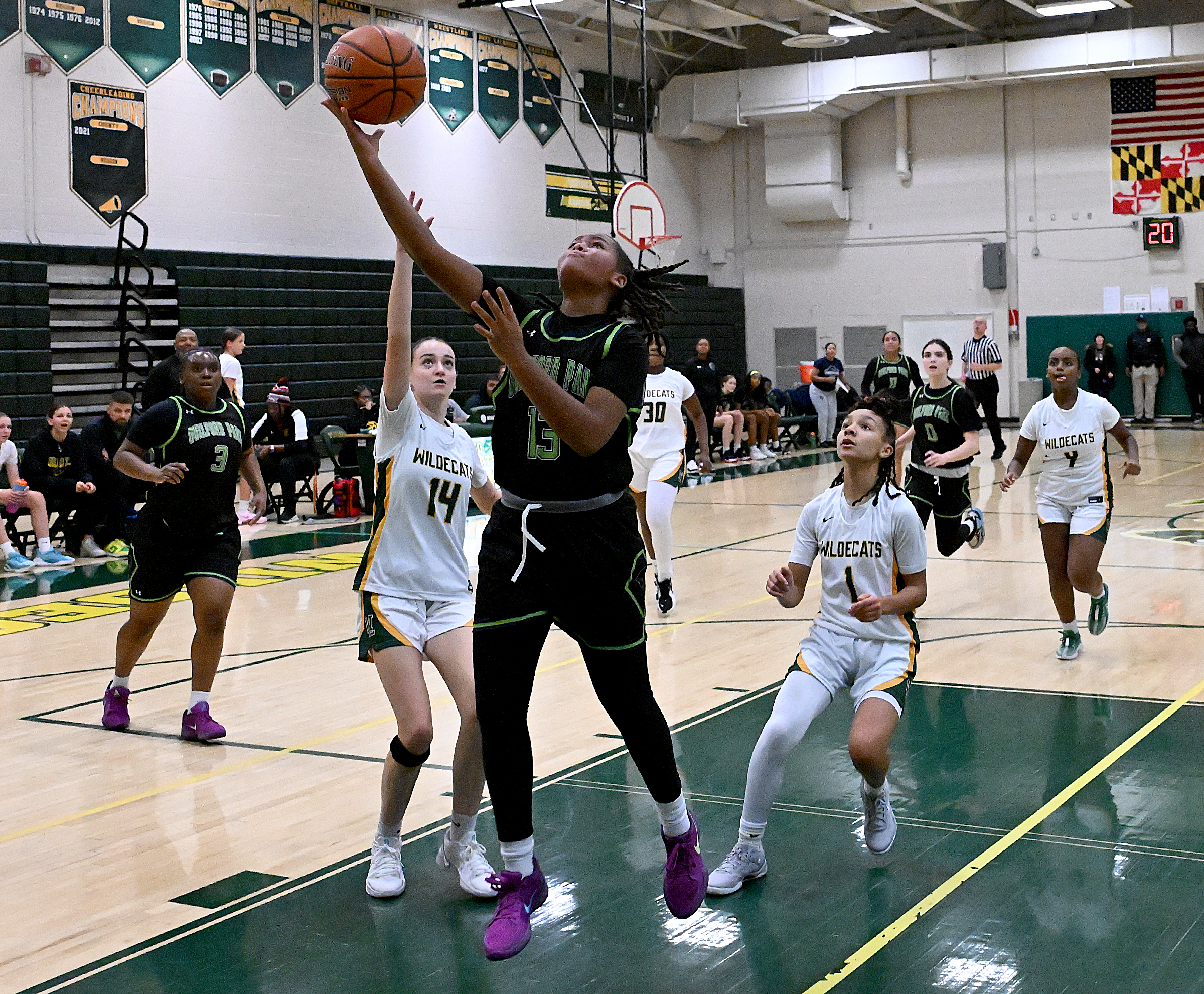 Guildford Park #13, Londyn Wiseman fast break layup in the...