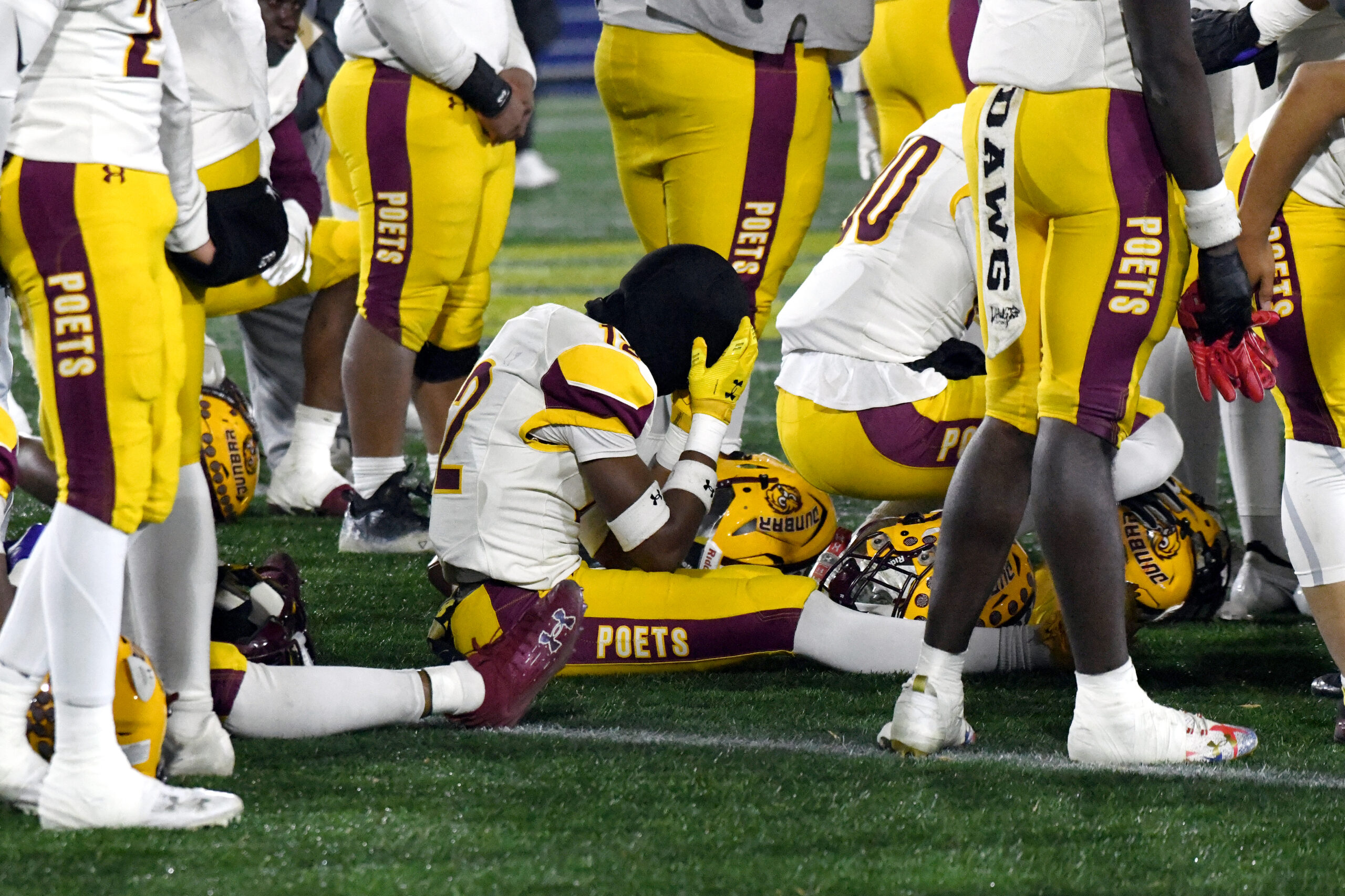 Jonathan Parks, Dunbar, reacts to the loss to Patuxent in...